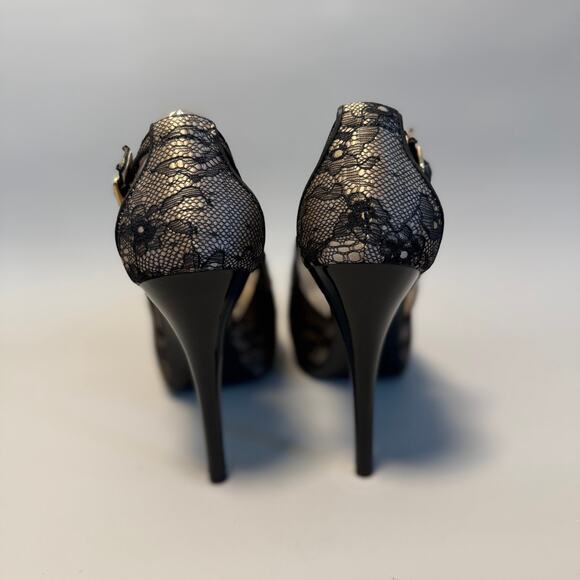 Guess Gwhondola Black Lace Peep Toe Platform - Picture 4 of 7